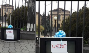 Телевизор перед зданием НС – в подарок Арарату Мирзояну (фото)